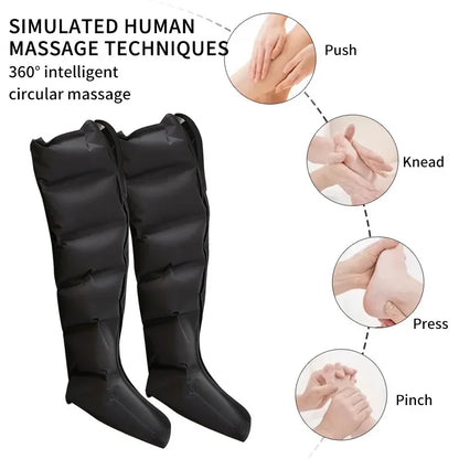 Air Compression Leg Massager Boots | 360° Foot and Calf Wraps with 3 Modes, 3 Intensities & Remote Control