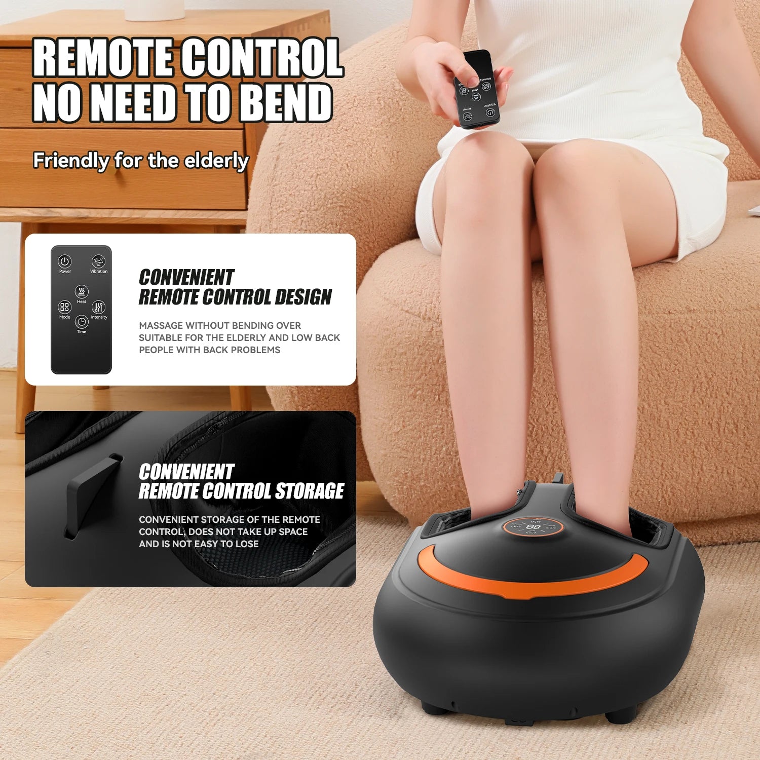 Shiatsu Foot Massager with Heat and Air Compression | 4 Modes, 5 Intensities, Vibration, LCD Display & Remote