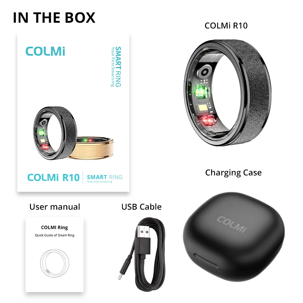 Smart Health Ring with Charging Case | Heart & Sleep Monitor | 5ATM Waterproof | Multi-Sport Modes