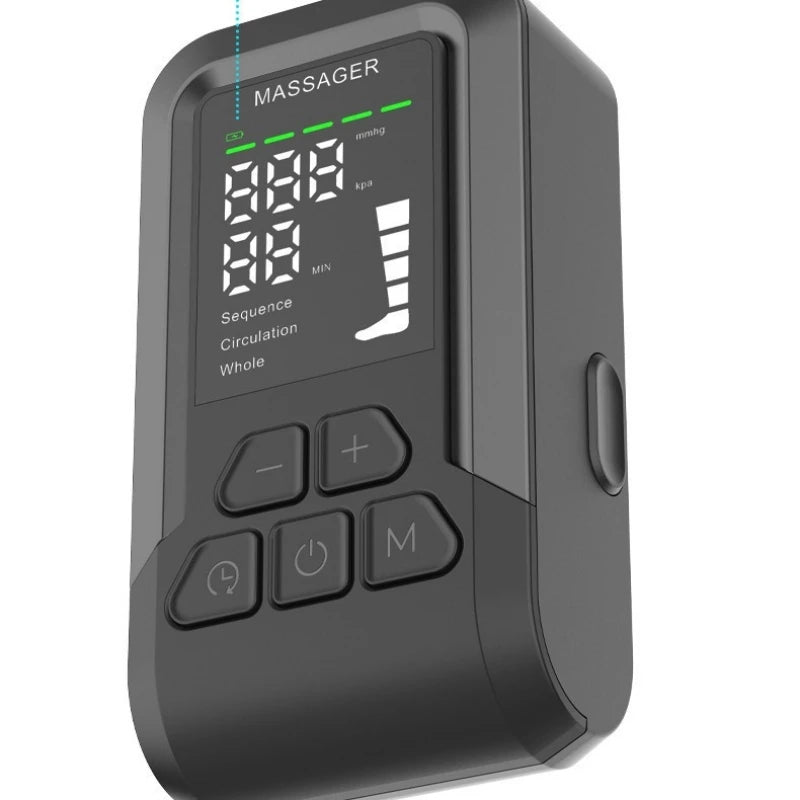 Wireless Leg Compression Massager | Rechargeable Foot, Calf & Thigh Air Pressure Wraps with 3 Modes, 5 Zones & 30-Minute Timer