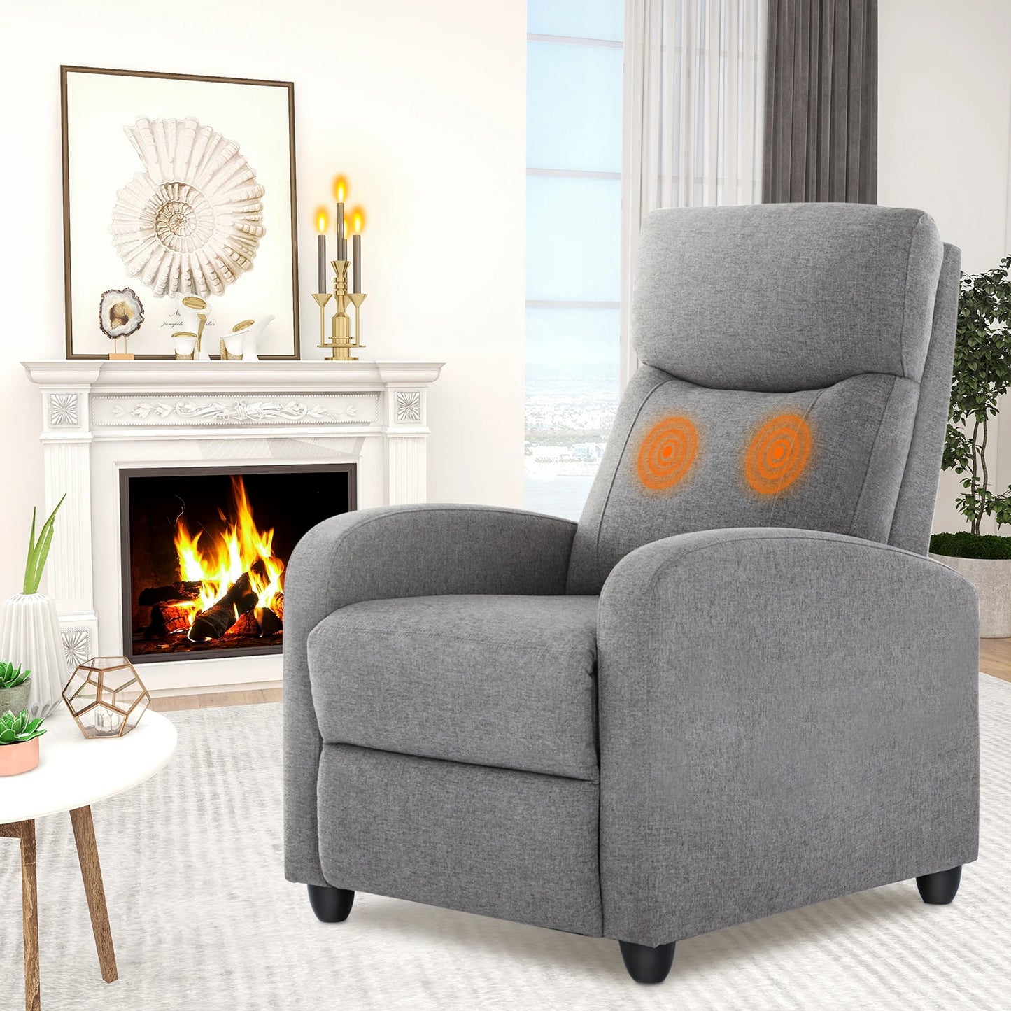 Massage Recliner Chair with 2-Point Lumbar Massage | 8 Modes, 3 Intensities, 90°–160° Recline, Footrest & 275 lb Capacity