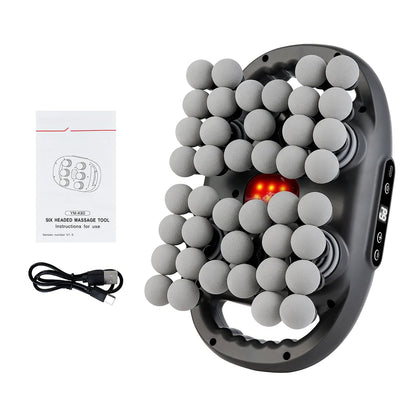 42-Head Deep Tissue Massage Gun with Red Light Heat | 9 Modes, 9 Intensities & Dual-Handle Full Body Fascia Massager Black