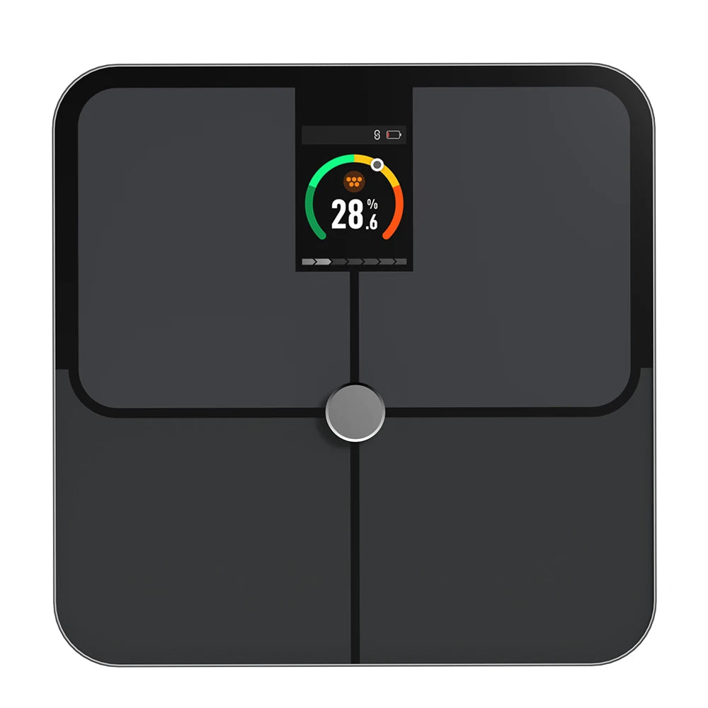 Smart Body Fat Scale with TFT Color Display | 16 Metrics, Heart Rate, Bluetooth App Sync, Tempered Glass & 400 lb Capacity