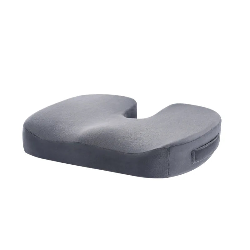 Cooling Gel Memory Foam Seat Cushion | Coccyx Cutout Office Chair Pillow with Non-Slip Base & Breathable Cover Grey