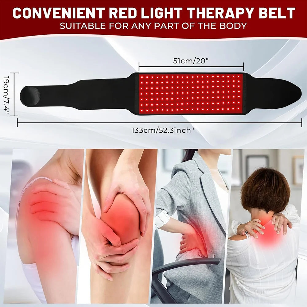 Red Light Therapy Belt | 660nm 850nm Infrared Light Therapy Wrap for Back, Waist, Shoulders & Joint Pain Relief