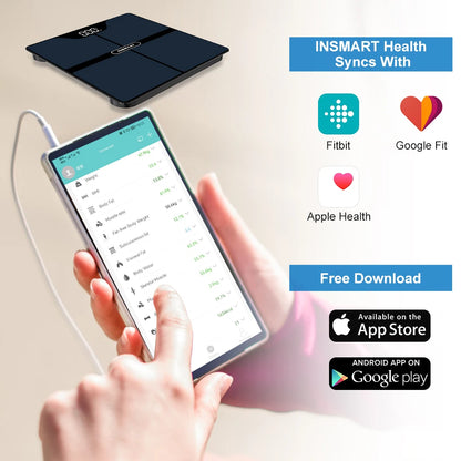 Smart Body Fat Scale | 16-Data Bluetooth Digital Scale with App | Weight, BMI, Muscle & More | Syncs with Apple Health & Fitbit