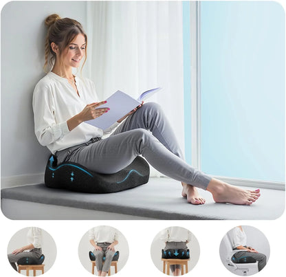 Extra Thick Memory Foam Seat Cushion | Ergonomic Office Chair Cushion for Coccyx, Hip and Tailbone Support