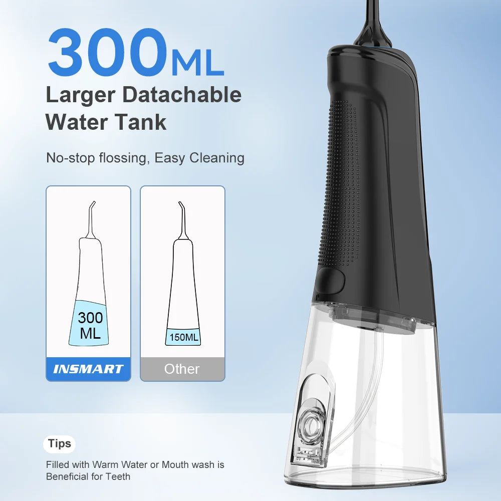 Cordless Water Flosser | Portable Oral Irrigator for Teeth & Gums | Rechargeable, IPX7 Waterproof, 4 Modes, 5 Tips | Deep Dental Cleaning Device
