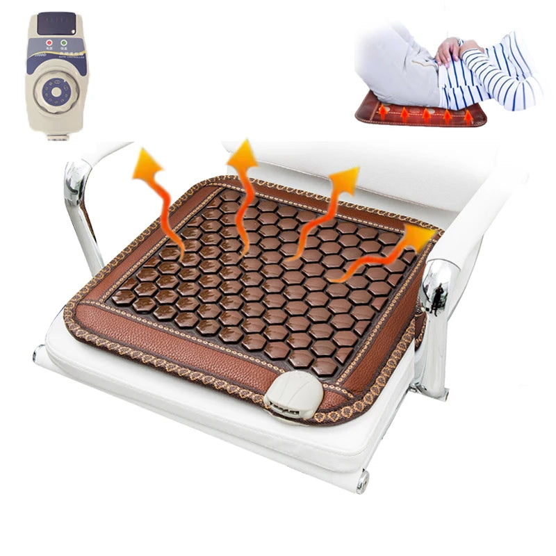 Infrared Heating Pad | Jade Tourmaline Heated Seat Cushion with 8 Heat Levels for Back, Shoulder & Muscle Relief
