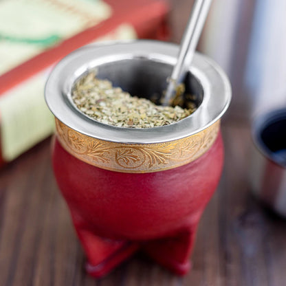 Premium Stainless Steel Yerba Mate Gourd Set | Gold Mate Cup with Bombilla Straw & Cleaning Brush