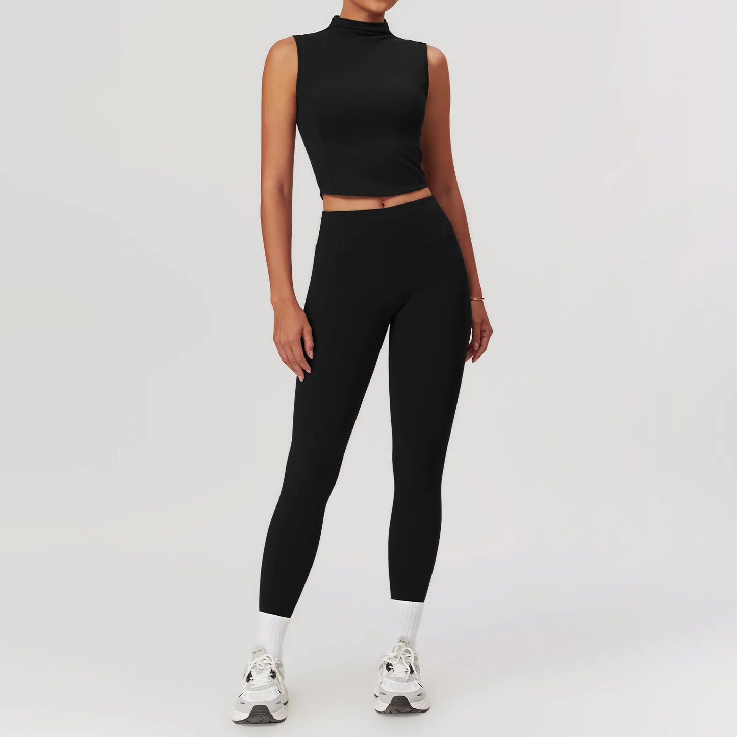 Yoga Set for Women | 2-Piece Sports Bra and High Waisted Leggings Workout Outfit with Quick-Dry Stretch Fabric Black Set-2