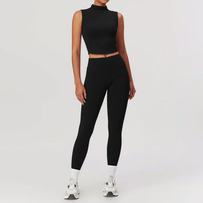 Yoga Set for Women | 2-Piece Sports Bra and High Waisted Leggings Workout Outfit with Quick-Dry Stretch Fabric Black Set-2