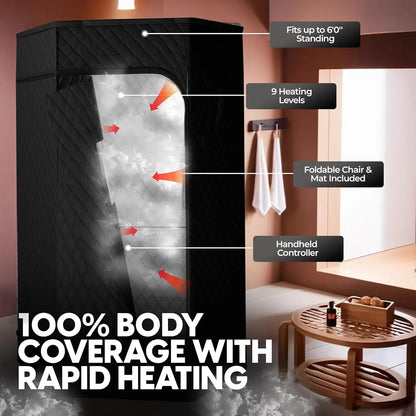 Portable Steam Sauna Tent with Ice Bath Tub | Home Contrast Therapy Sauna with Remote, 9 Heat Levels & Foldable Design