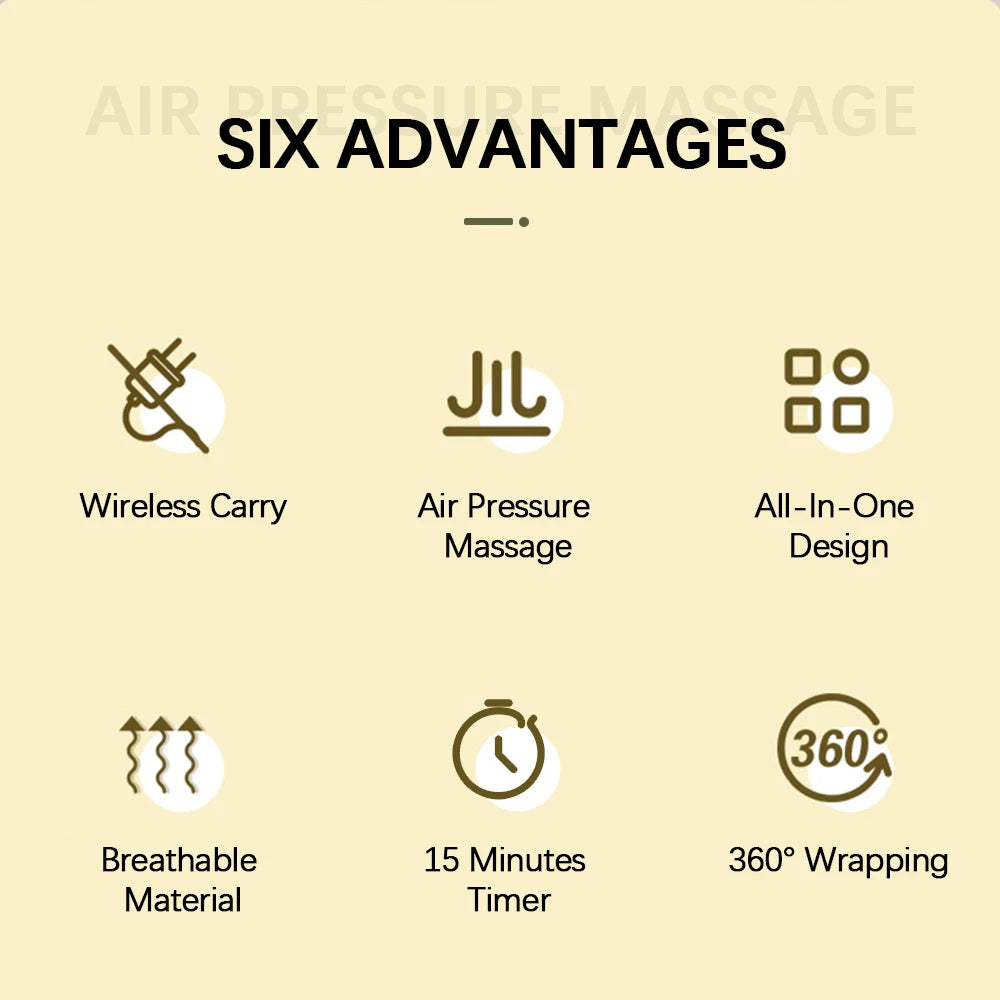 Air Compression Leg Massager | Wireless Calf & Arm Massager with 360° Pressure, 3 Modes & Rechargeable Battery