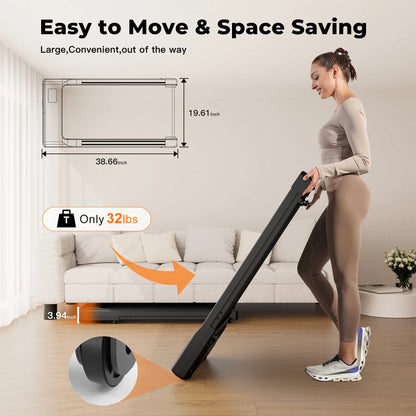 Under Desk Walking Pad Treadmill with 2.5HP Motor | 2.5 MPH, 265 lb Capacity, LED Display, Remote & 3.9-Inch Slim Design