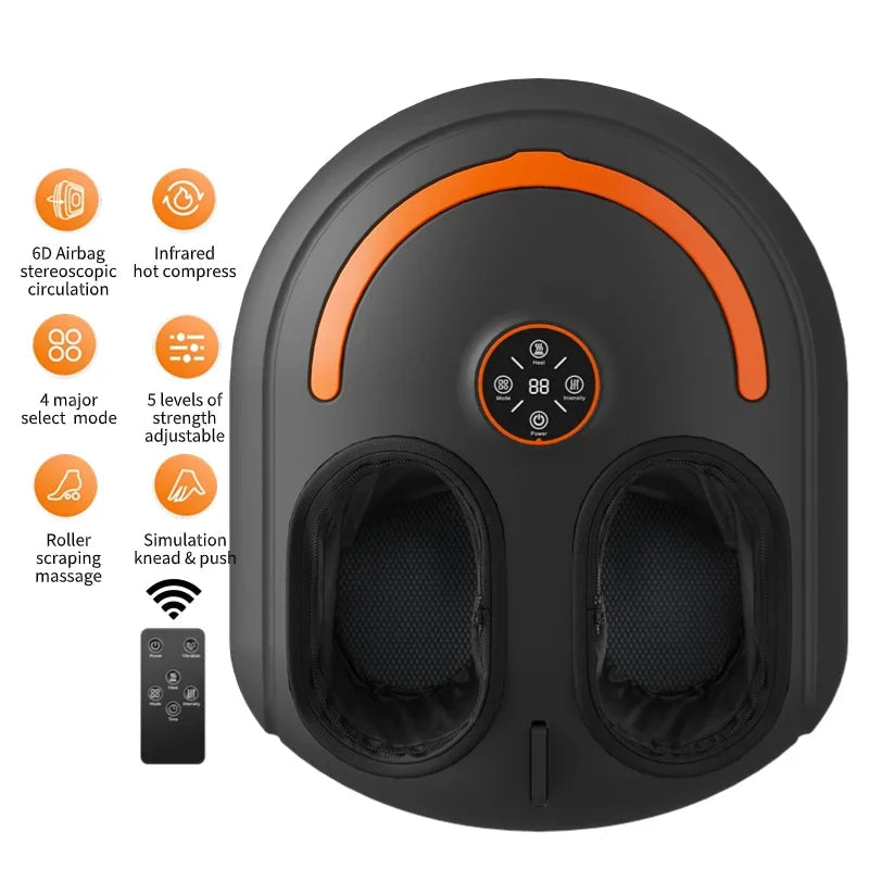 Shiatsu Foot Massager with Heat and Air Compression | 4 Modes, 5 Intensities, Vibration, LCD Display & Remote