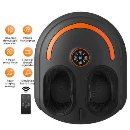Shiatsu Foot Massager with Heat and Air Compression | 4 Modes, 5 Intensities, Vibration, LCD Display & Remote