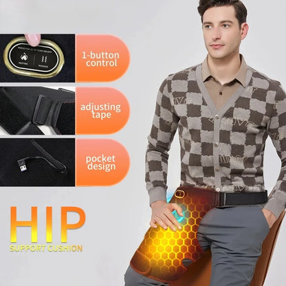 Hip Massager with Heat and Vibration | Cordless Hip Support Brace for Lower Back and Hip Comfort