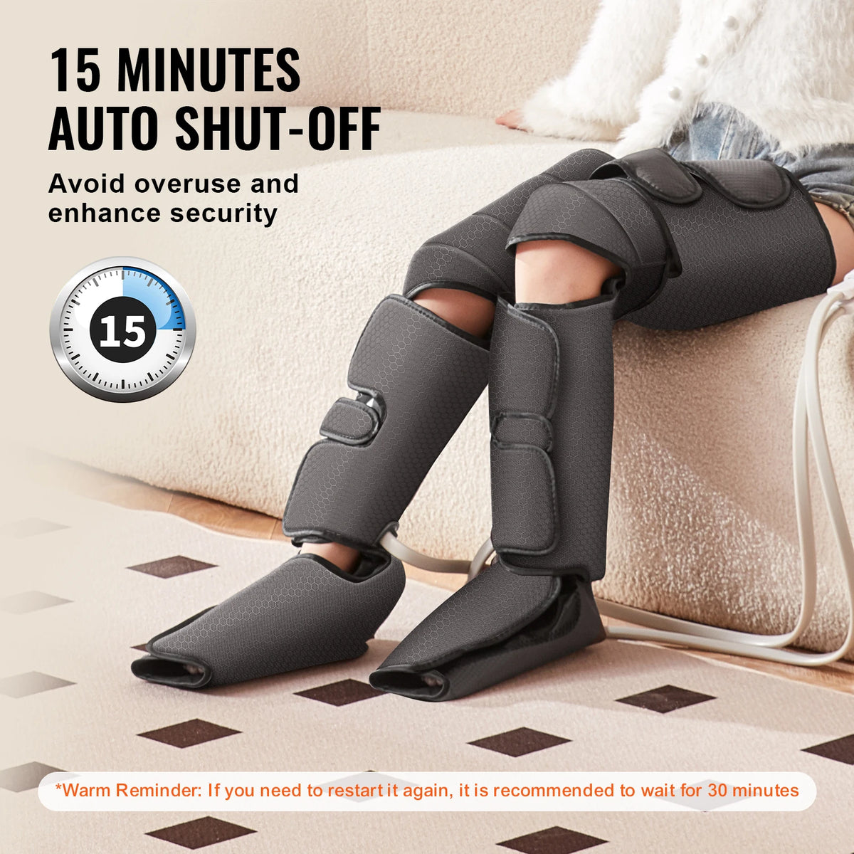 Air Compression Leg Massager with Knee Heat, 3 Modes and 3 Intensities