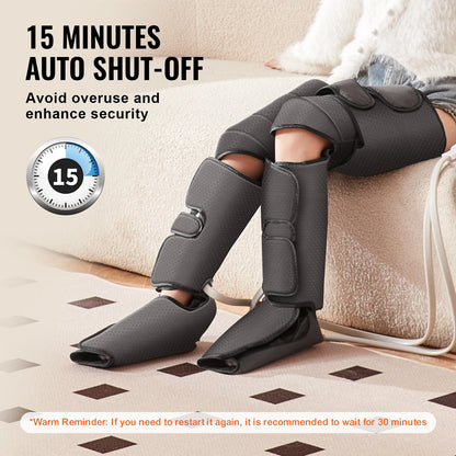 Leg Compression Massager with Heat | Full Foot, Calf & Thigh Air Compression Wraps with 3 Modes, 3 Intensities & Knee Heating