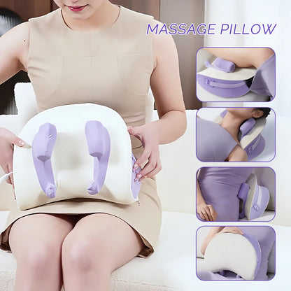 Wireless Neck and Shoulder Massage Pillow with Heat | 6D Kneading Heads, 2 Heat Levels & 2000mAh Rechargeable Battery