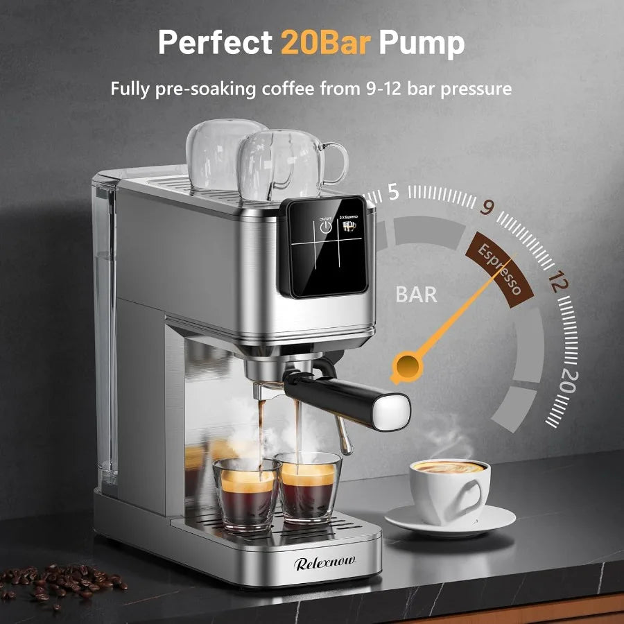 Espresso Machine with Touch Controls, Steam Wand and Iced-Coffee Setting
