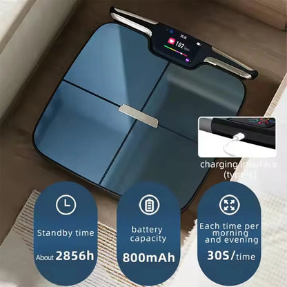 8-Electrode Smart Body Composition Scale with Dual-Frequency BIA | 59 Metrics, Wi-Fi, Bluetooth, TFT Display & 400 lb Capacity
