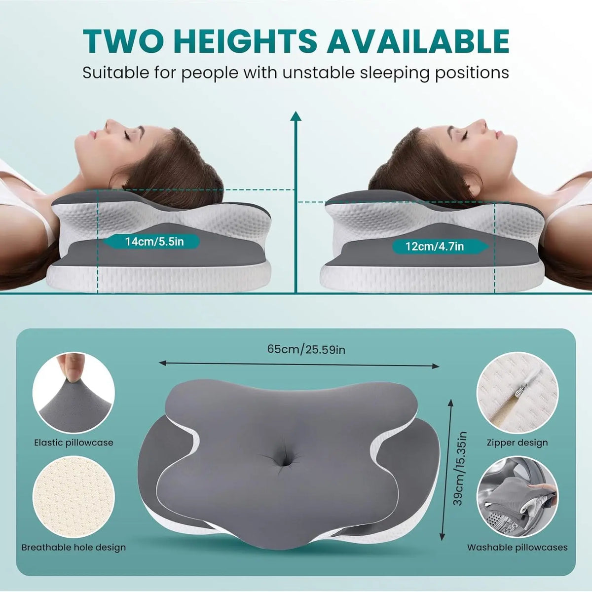 Butterfly Memory Foam Cervical Pillow | Dual Height