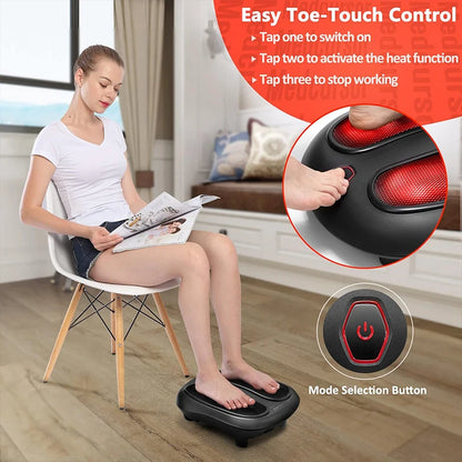 Shiatsu Foot Massager with Heat | 18 Deep-Kneading Nodes, One-Button Control & 20-Minute Auto Shut-Off