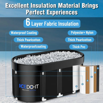 Ice Bath Tub | 129-Gallon Oval Cold Plunge Tub for Adults, Portable Insulated Recovery Bath for Home & Outdoor Use