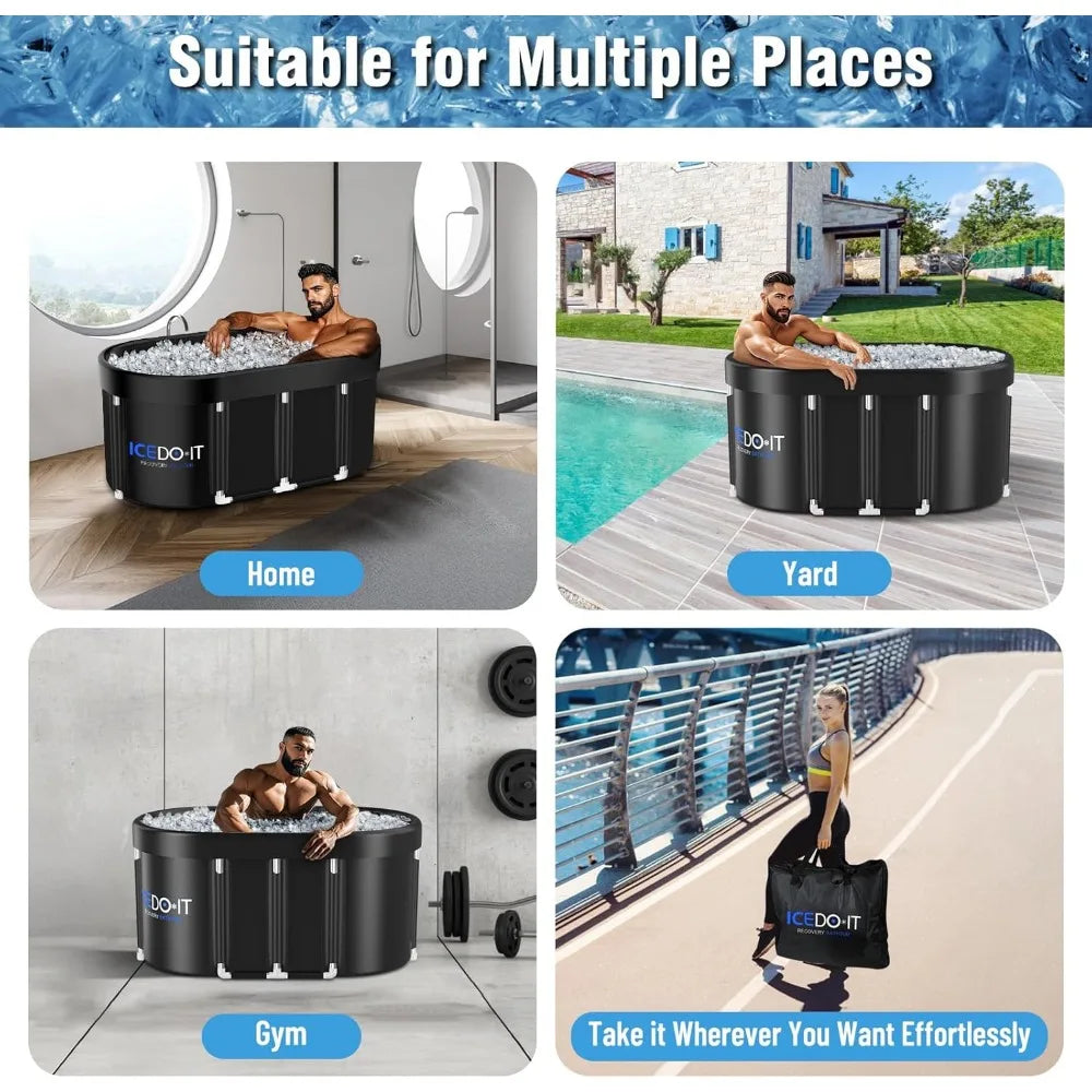 Ice Bath Tub | 129-Gallon Oval Cold Plunge Tub for Adults, Portable Insulated Recovery Bath for Home & Outdoor Use