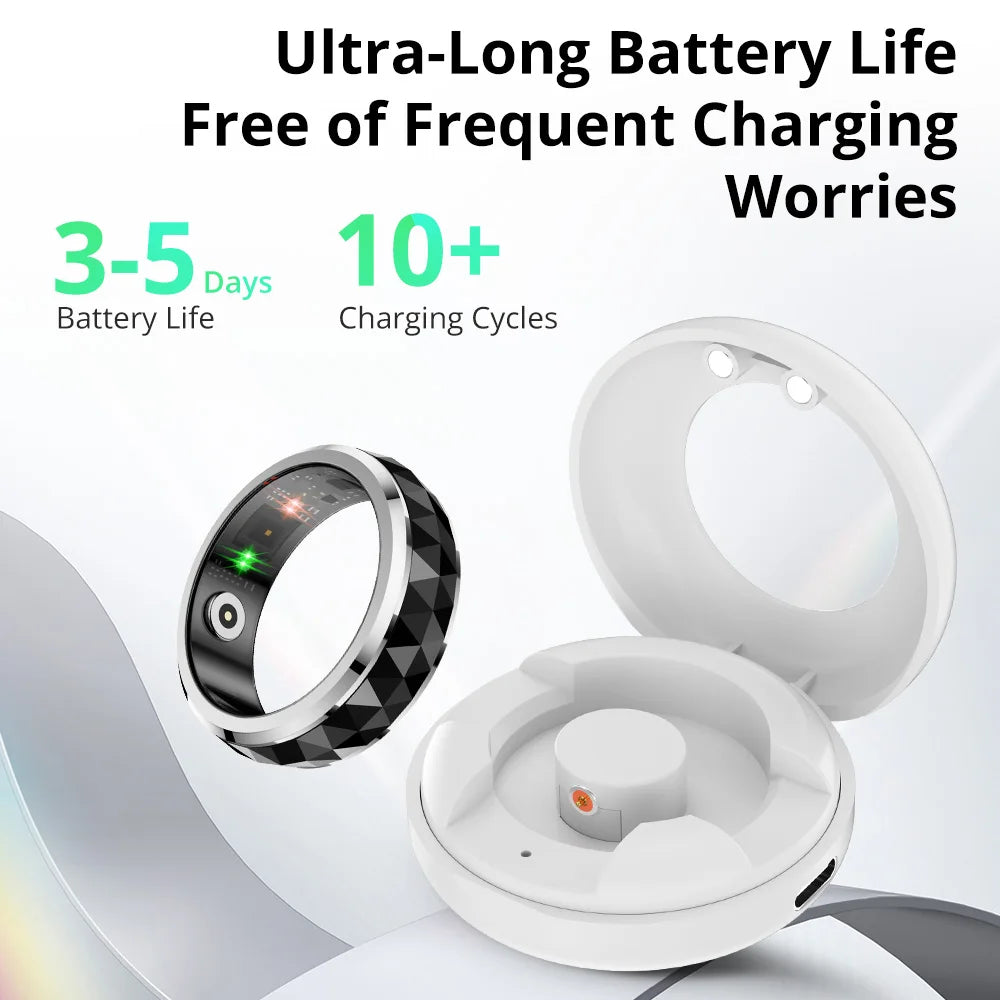 Smart Fitness Ring with Rotating Spinner | Heart Rate, Sleep and Activity Tracking, 60-Day Battery, App Sync & Charging Case