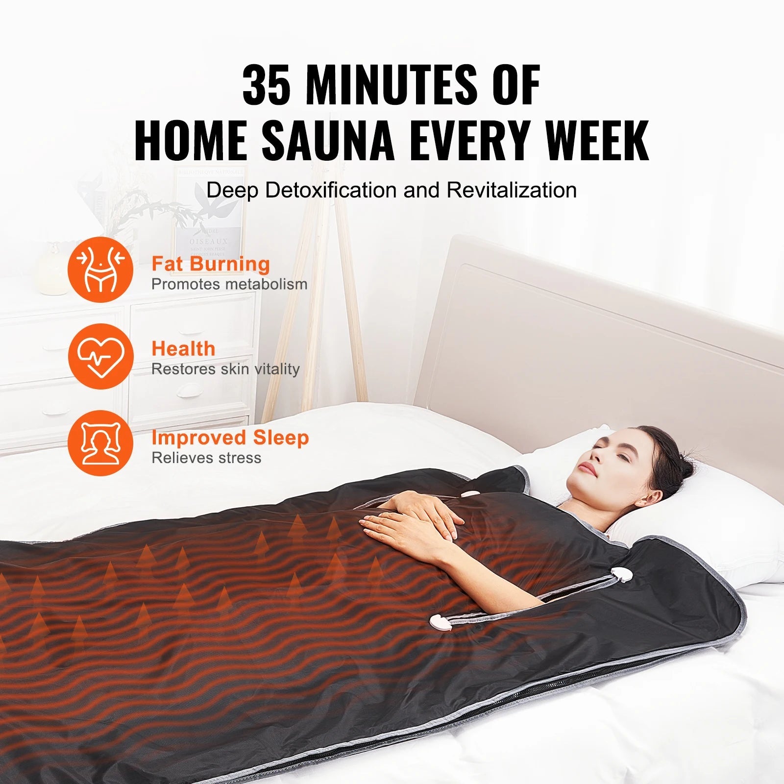 Portable Infrared Sauna Blanket 36 x 76 in | 6 Heat Levels, 86–176°F Range, 1–60 Minute Timer, Armholes & Foldable Waterproof Design