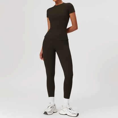 Yoga Set for Women | 2-Piece Sports Bra and High Waisted Leggings Workout Outfit with Quick-Dry Stretch Fabric Black Coffee Set-3
