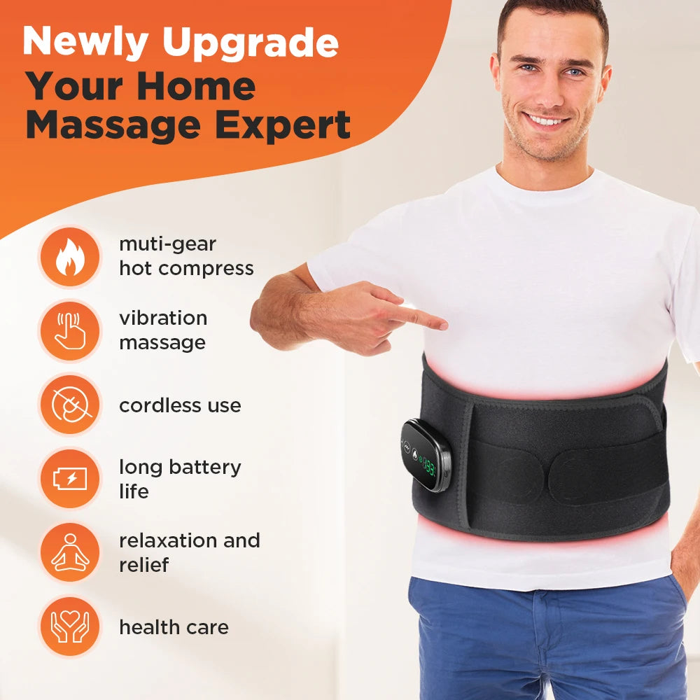 Cordless Red Light Belt with Heat and Vibration | 100 LEDs, 5 Heat Levels, 3 Massage Speeds, 5000mAh Battery & Lumbar Support