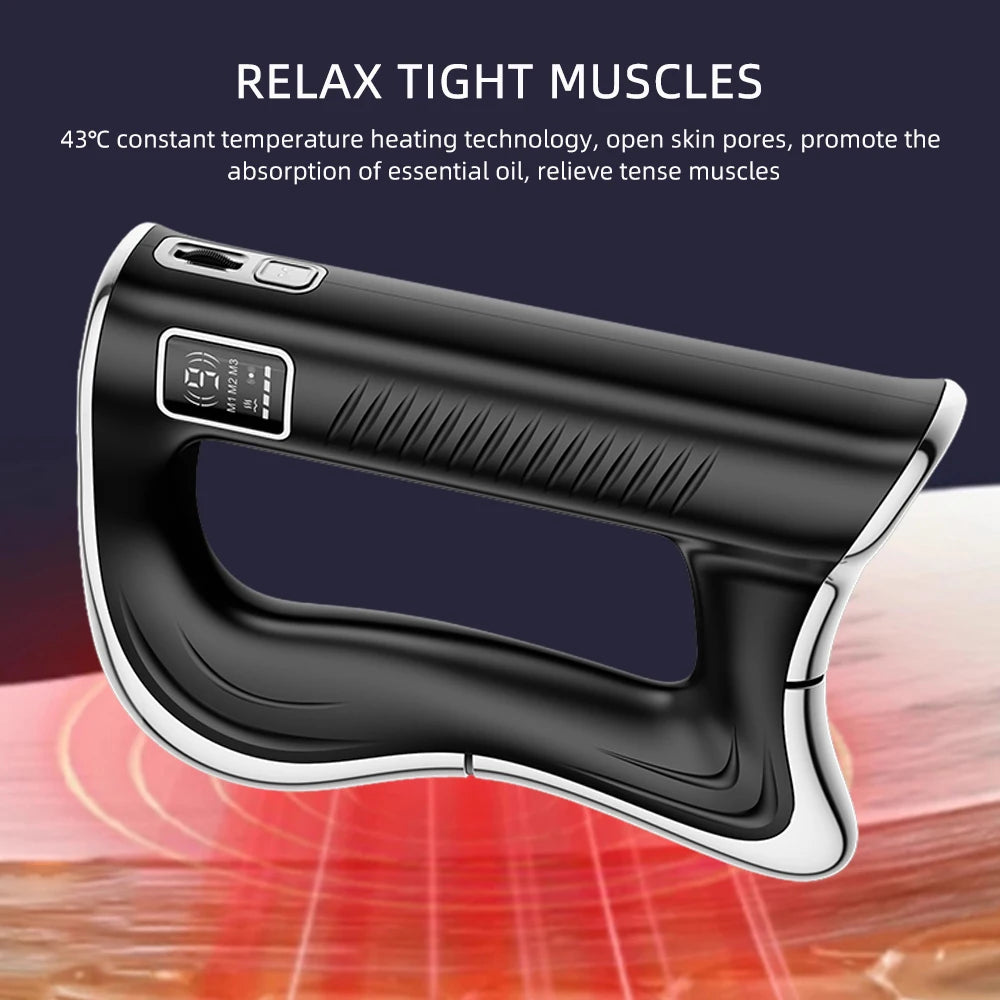 Fascia Scraping Tool Massager | Electric Muscle Scraper with Heat, High-Frequency Vibration & Rechargeable Battery