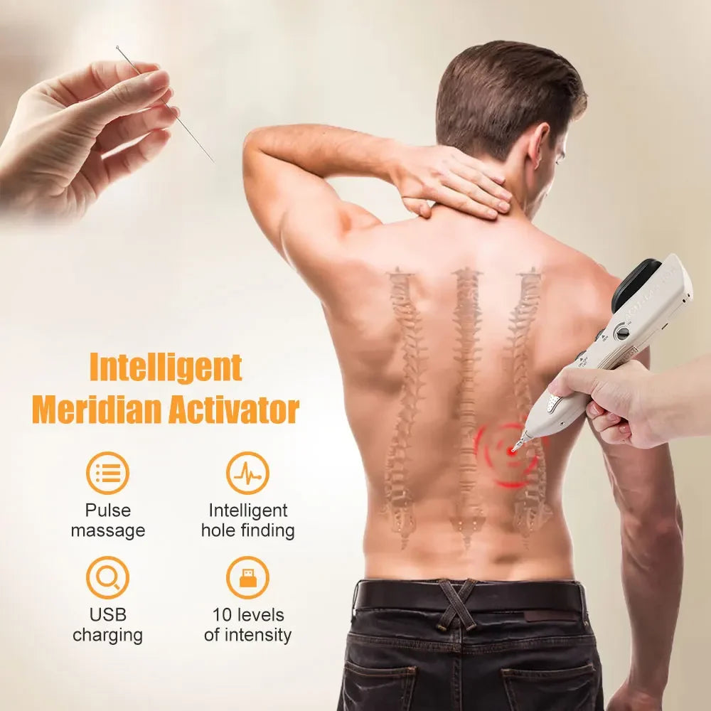Electric Acupuncture Pen for Pain Relief | Needle-Free Meridian Therapy Massager with LCD Display, 10 Intensity Levels, 3 Tips & Rechargeable Design