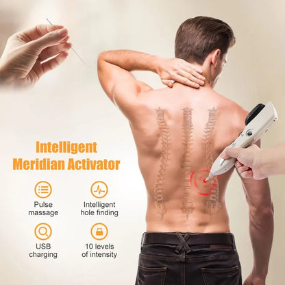 Electric Acupuncture Pen for Pain Relief | Needle-Free Meridian Therapy Massager with LCD Display, 10 Intensity Levels, 3 Tips & Rechargeable Design