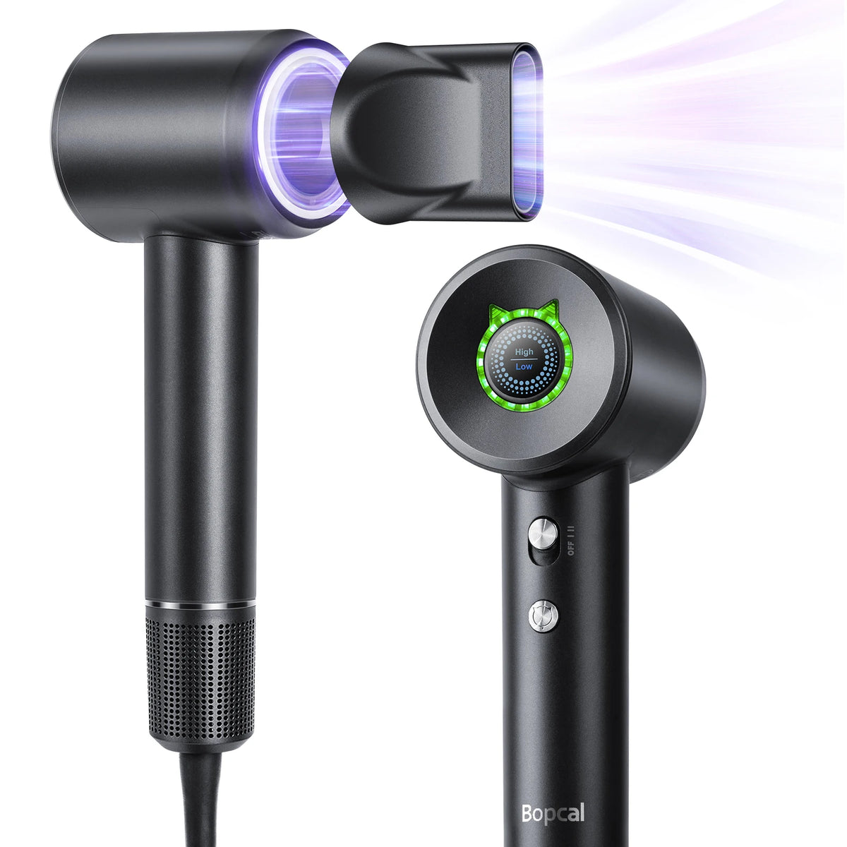 High-Speed Ionic Hair Dryer with 4 Heat Modes, LED Indicator and Magnetic Nozzle Black