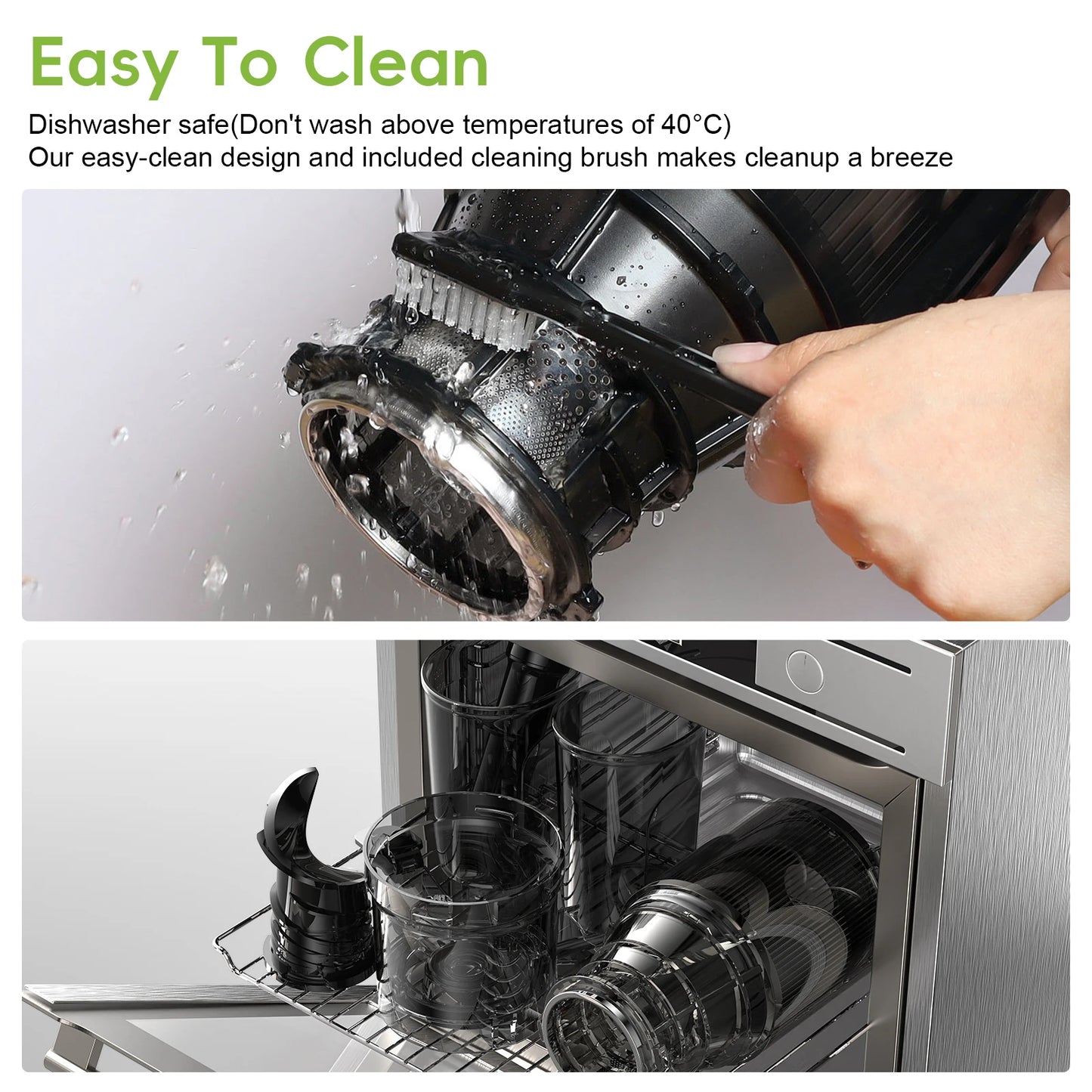 Cold Press Juicer Machine | Wide Chute Slow Masticating Juicer with Quiet Motor, Triple Filter & Easy Clean Rinse Plug | BPA-Free 150W Juicer Extractor