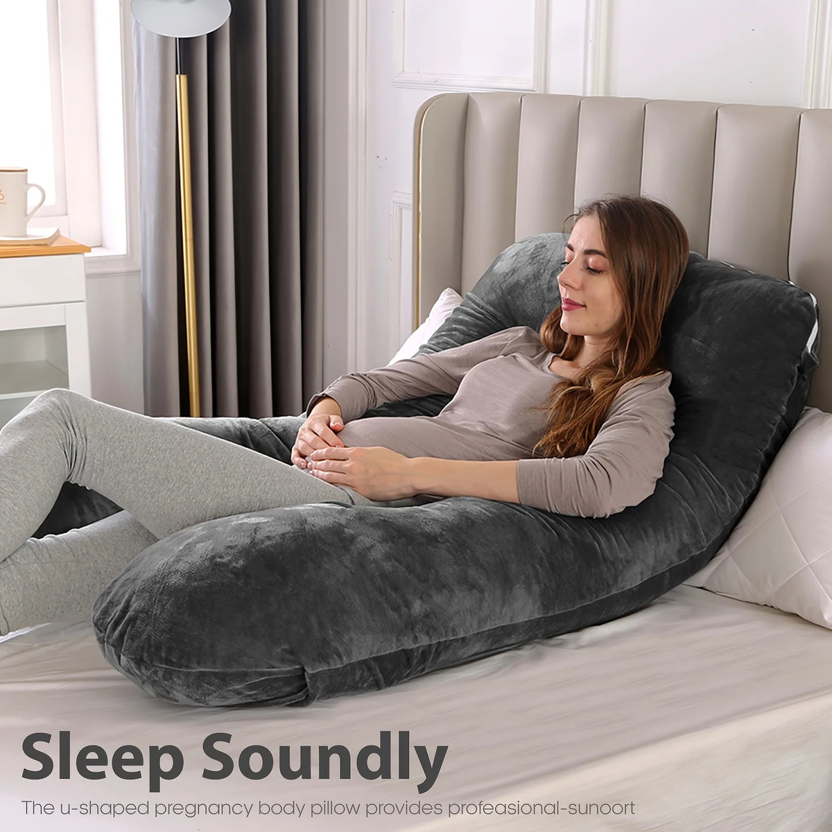 U-Shaped Body Pillow with Removable Fleece Cover