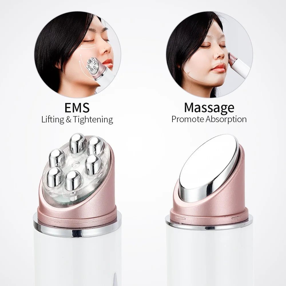 EMS LED Eye and Face Massager with 43°C Heat | Red Blue Yellow Light Modes, Vibration & USB Rechargeable Design
