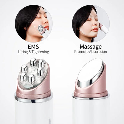 EMS LED Eye and Face Massager with 43°C Heat | Red Blue Yellow Light Modes, Vibration & USB Rechargeable Design