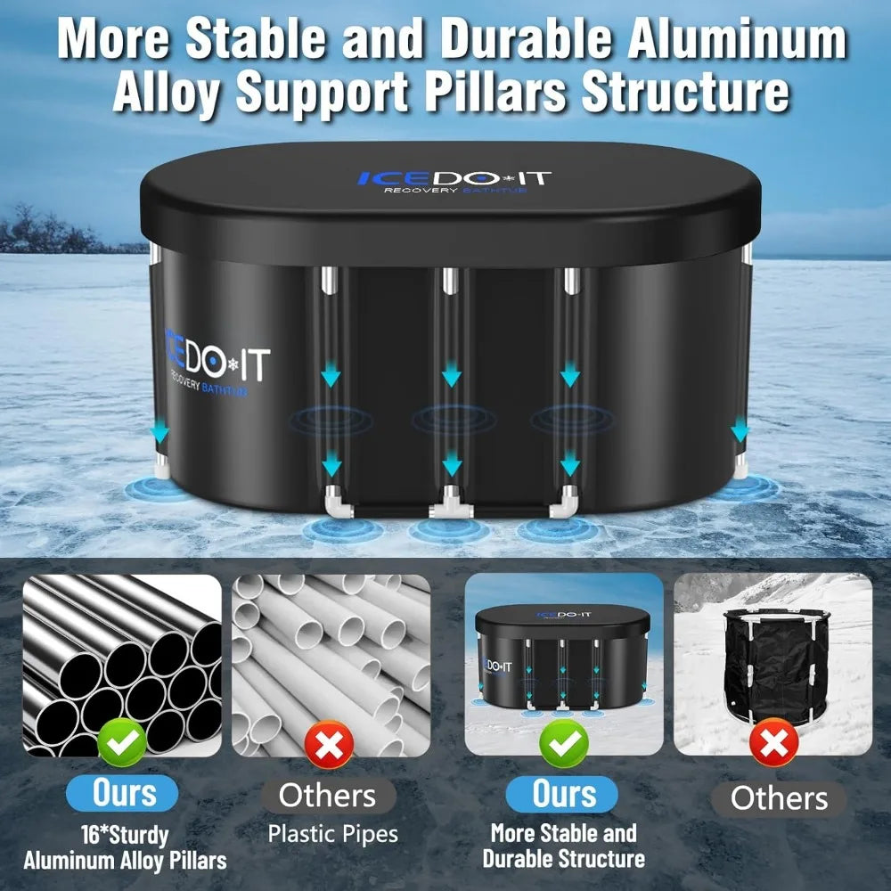Ice Bath Tub | 129-Gallon Oval Cold Plunge Tub for Adults, Portable Insulated Recovery Bath for Home & Outdoor Use