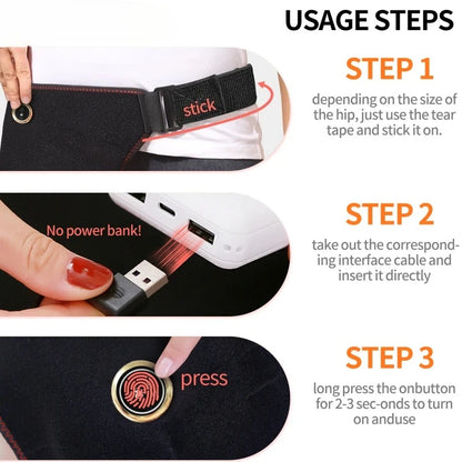 Hip Massager with Heat and Vibration | Cordless Hip Support Brace for Lower Back and Hip Comfort
