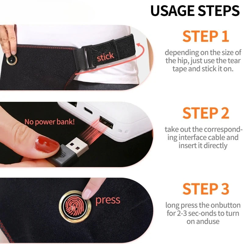 Hip Massager with Heat and Vibration | Cordless Hip Support Brace for Lower Back and Hip Comfort