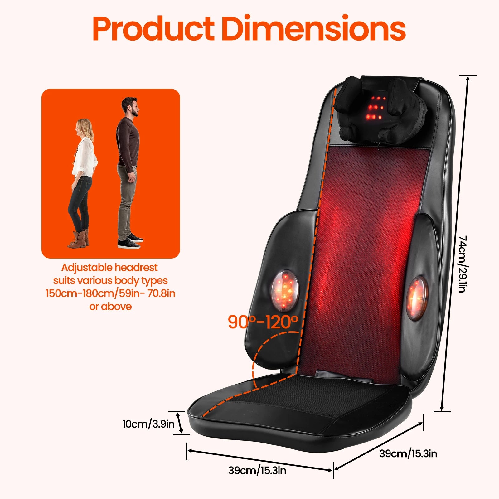 Back Massager Seat Cushion with Heat | Full Back Vibration Chair Massager for Neck, Waist, Hips & Office Chair