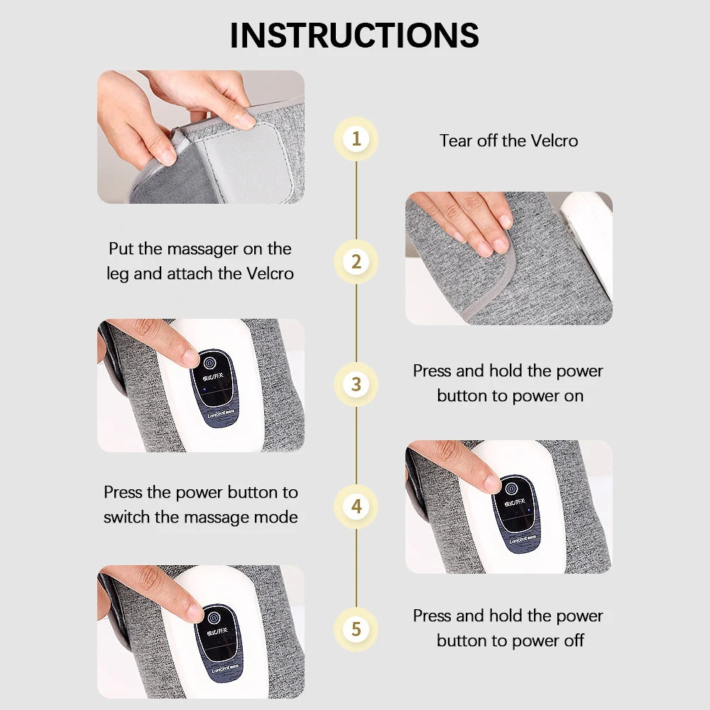 Air Compression Leg Massager | Wireless Calf & Arm Massager with 360° Pressure, 3 Modes & Rechargeable Battery