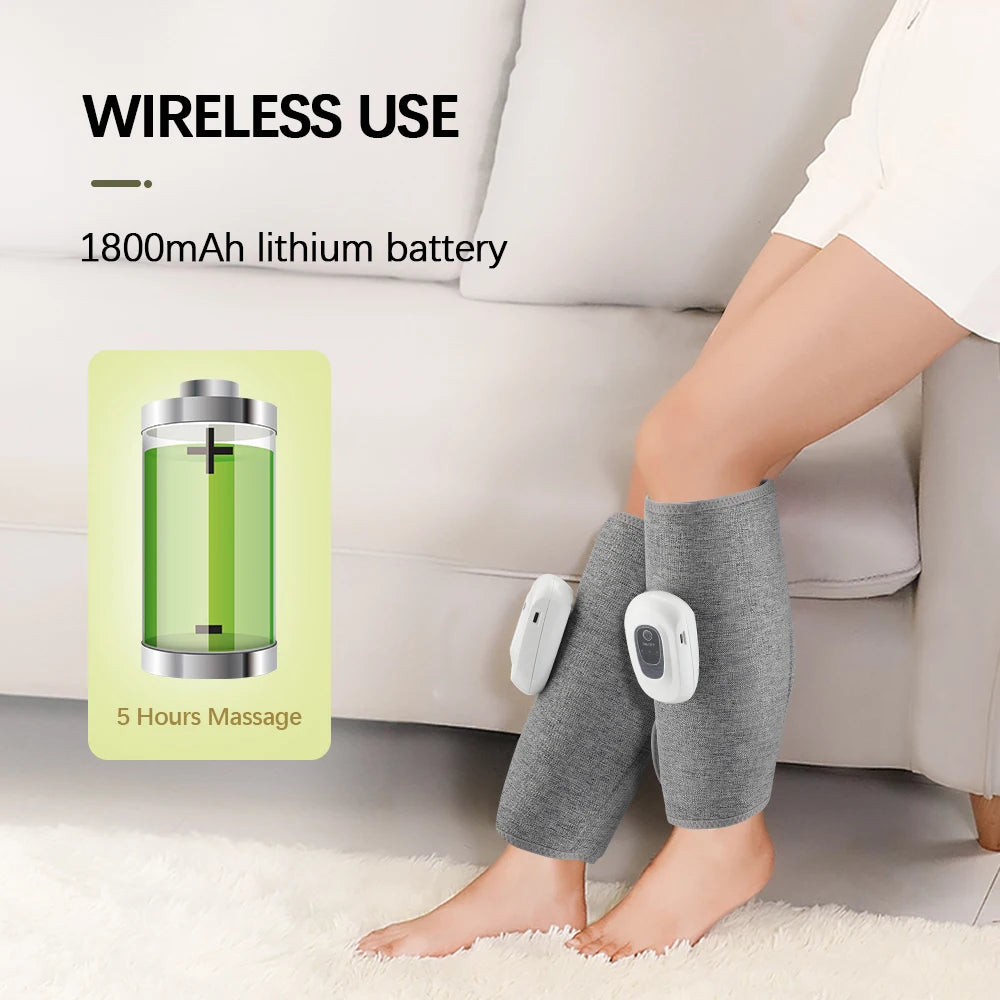 Air Compression Leg Massager | Wireless Calf & Arm Massager with 360° Pressure, 3 Modes & Rechargeable Battery
