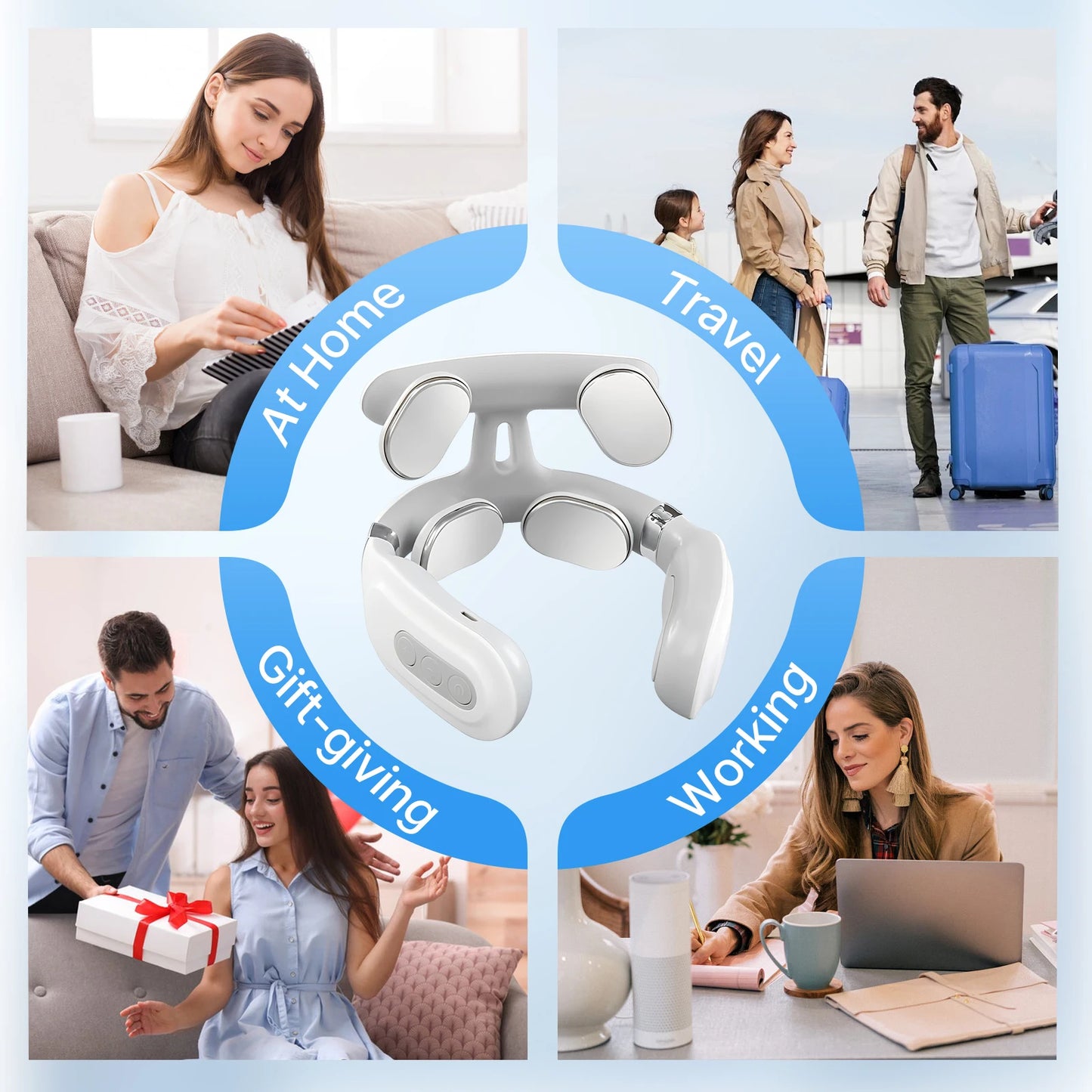 Cordless EMS Neck Massager with Heat | 6 Modes, 15 Intensity Levels, Hands-Free Fit & 15-Minute Auto Shut-Off